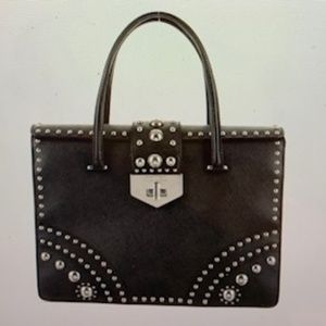 Prada Saffiano Studded Hand Bag